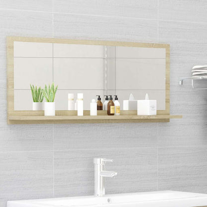 Specchio da Bagno Rovere Sonoma 90x10,5x37 cm Legno Multistrato