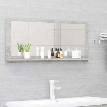 Specchio da Bagno Grigio Cemento 90x10,5x37cm Legno Multistrato | homemem39