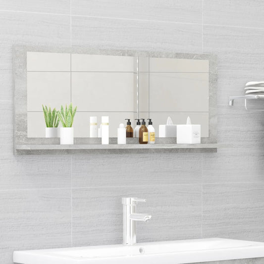 Specchio da Bagno Grigio Cemento 90x10,5x37cm Legno Multistrato | homemem39