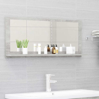 Specchio da Bagno Grigio Cemento 90x10,5x37cm Legno Multistrato