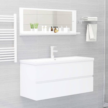 Specchio da Bagno Bianco 100x10,5x37 cm in Legno Multistrato | homemem39