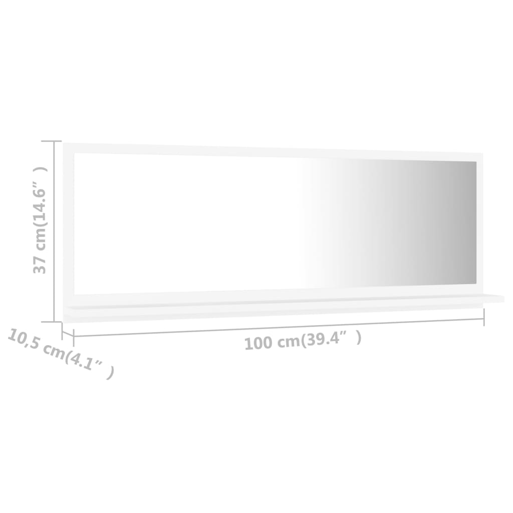 Specchio da Bagno Bianco 100x10,5x37 cm in Legno Multistrato | homemem39