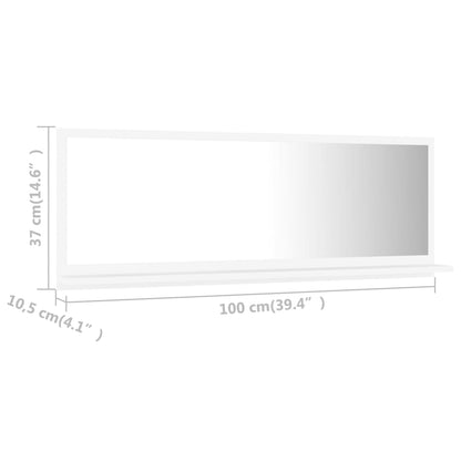 Specchio da Bagno Bianco 100x10,5x37 cm in Legno Multistrato | homemem39
