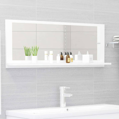 Specchio da Bagno Bianco 100x10,5x37 cm in Legno Multistrato | homemem39