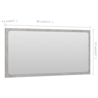 Specchio da Bagno Grigio Cemento 80x1,5x37 cm Legno Multistrato | homemem39