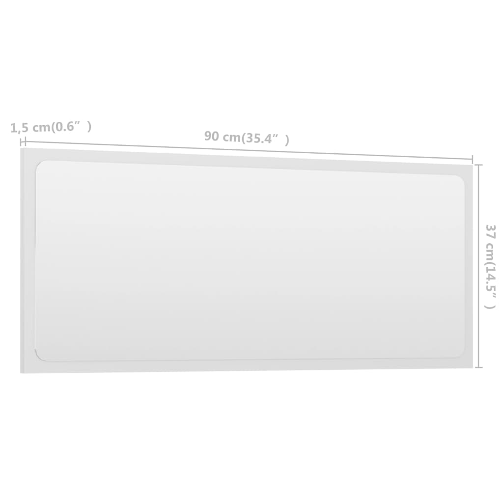 Specchio da Bagno Bianco 90x1,5x37 cm in Legno Multistrato | homemem39