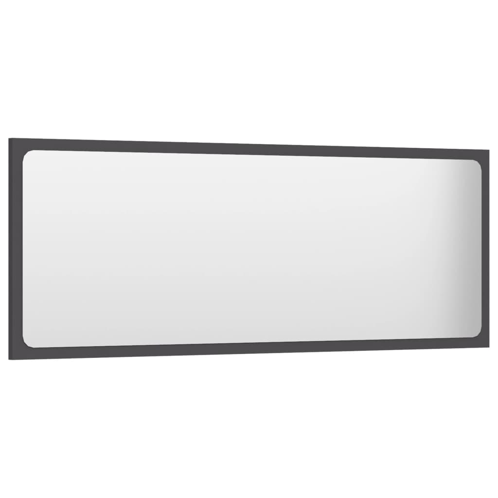 Specchio da Bagno Grigio 100x1,5x37 cm in Legno Multistrato | homemem39