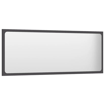 Specchio da Bagno Grigio 100x1,5x37 cm in Legno Multistrato | homemem39