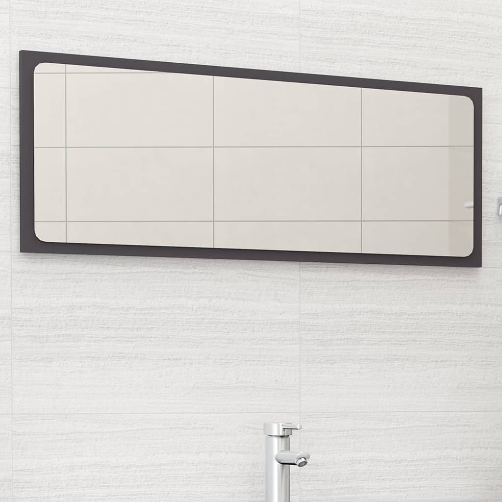 Specchio da Bagno Grigio 100x1,5x37 cm in Legno Multistrato | homemem39