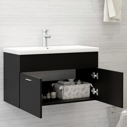 Mobile Sottolavabo Nero 80x38,5x46 cm in Legno Multistrato | homemem39