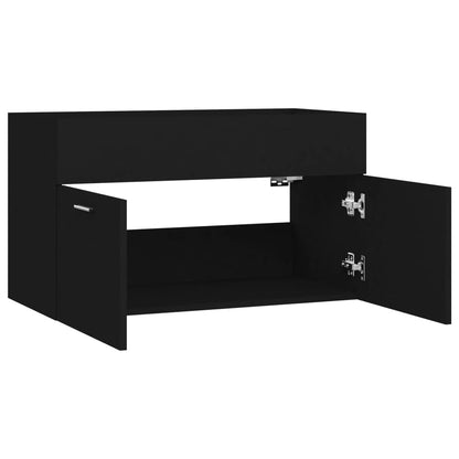 Mobile Sottolavabo Nero 80x38,5x46 cm in Legno Multistrato | homemem39