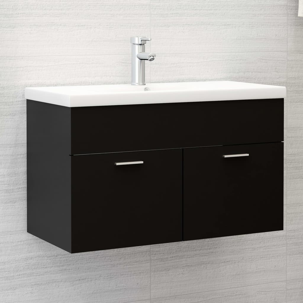 Mobile Sottolavabo Nero 80x38,5x46 cm in Legno Multistrato | homemem39