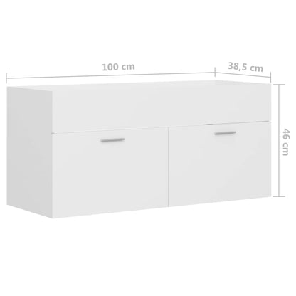 Mobile Lavabo Bianco 100x38,5x46 cm in Legno Multistrato