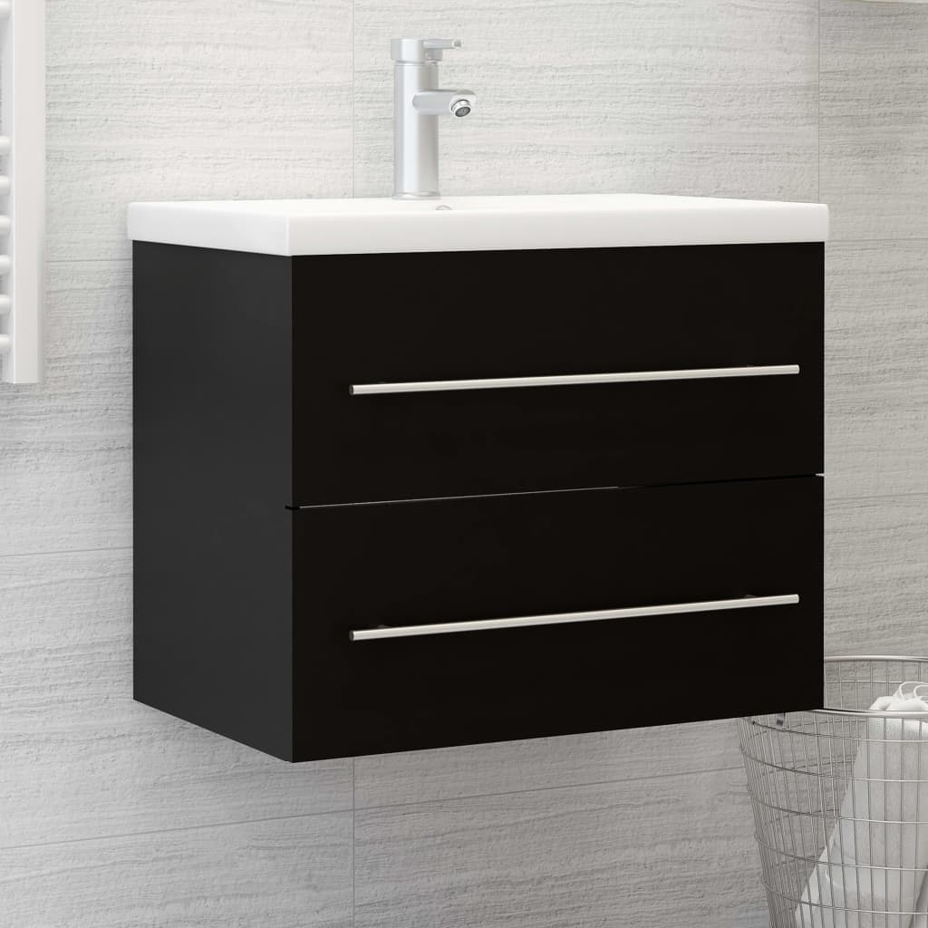 Mobile Lavabo Nero 60x38,5x48 cm in Legno Multistrato