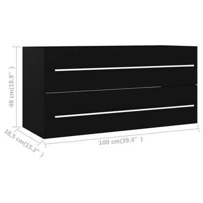 Mobile Lavabo Nero 100x38,5x48 cm in Legno Multistrato | homemem39