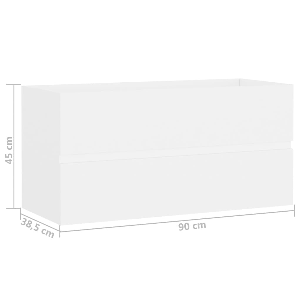 Mobile Lavabo Bianco 90x38,5x45 cm in Legno Multistrato | homemem39