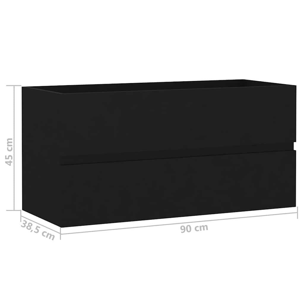 Mobile Lavabo Nero 90x38,5x45 cm in Legno Multistrato | homemem39