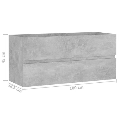 Mobile Lavabo Grigio Cemento 100x38,5x45cm in Legno Multistrato