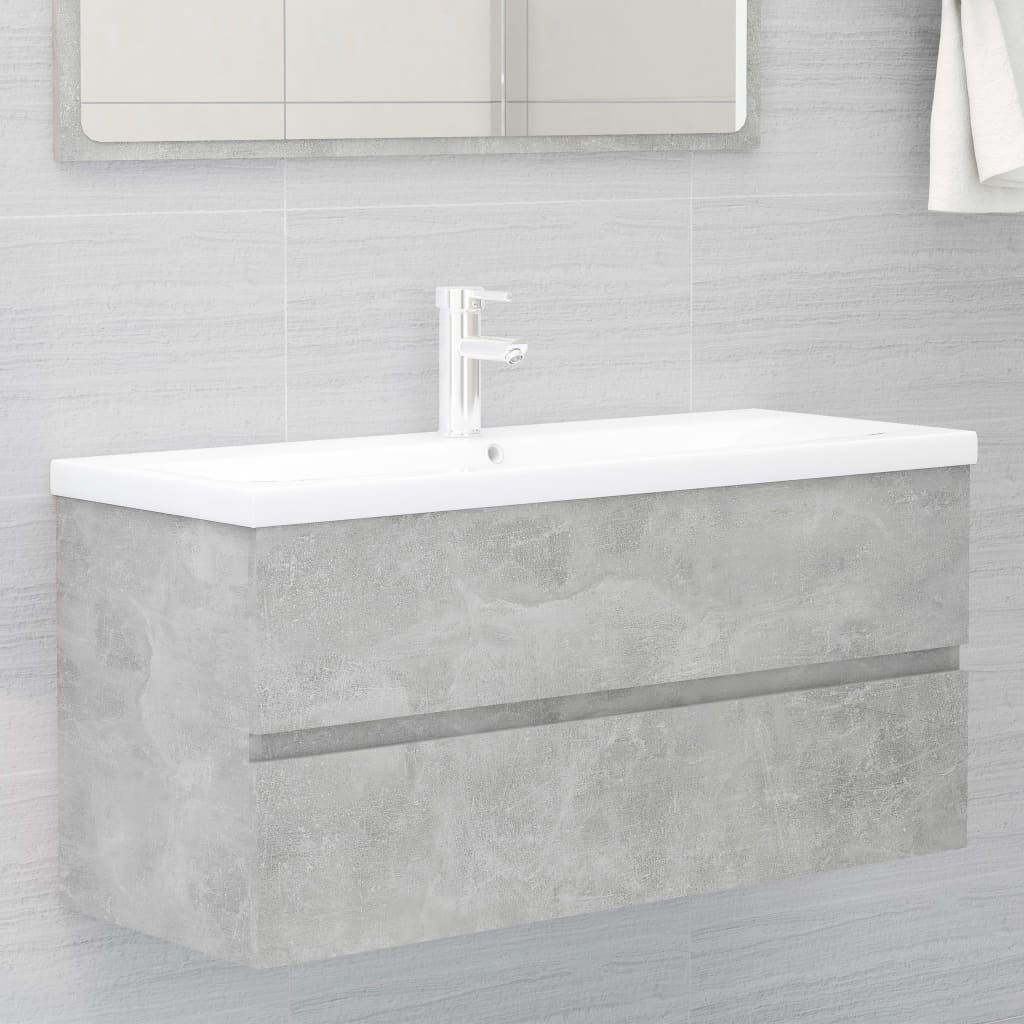 Mobile Lavabo Grigio Cemento 100x38,5x45cm in Legno Multistrato | homemem39