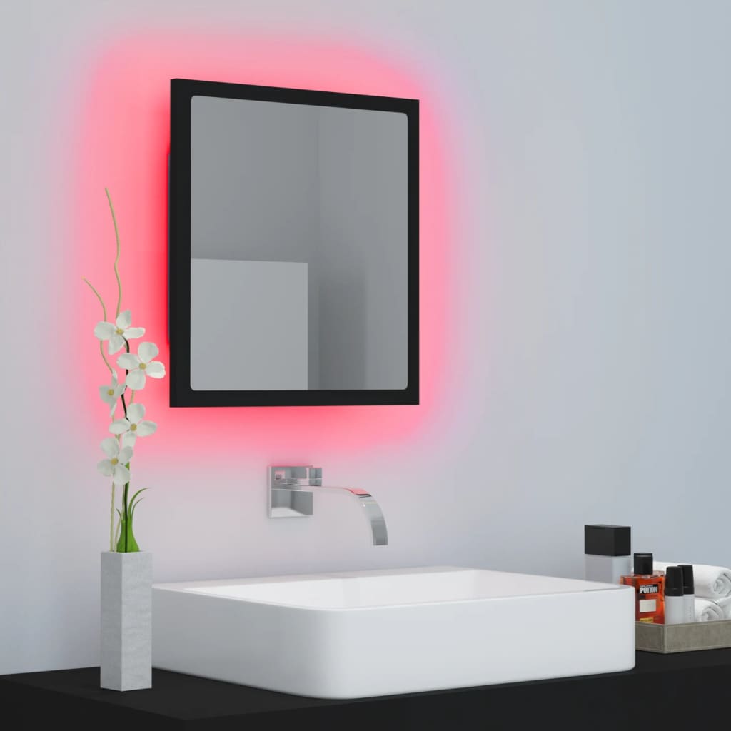 Specchio da Bagno a LED Nero 40x8,5x37 cm in Acrilico - homemem39