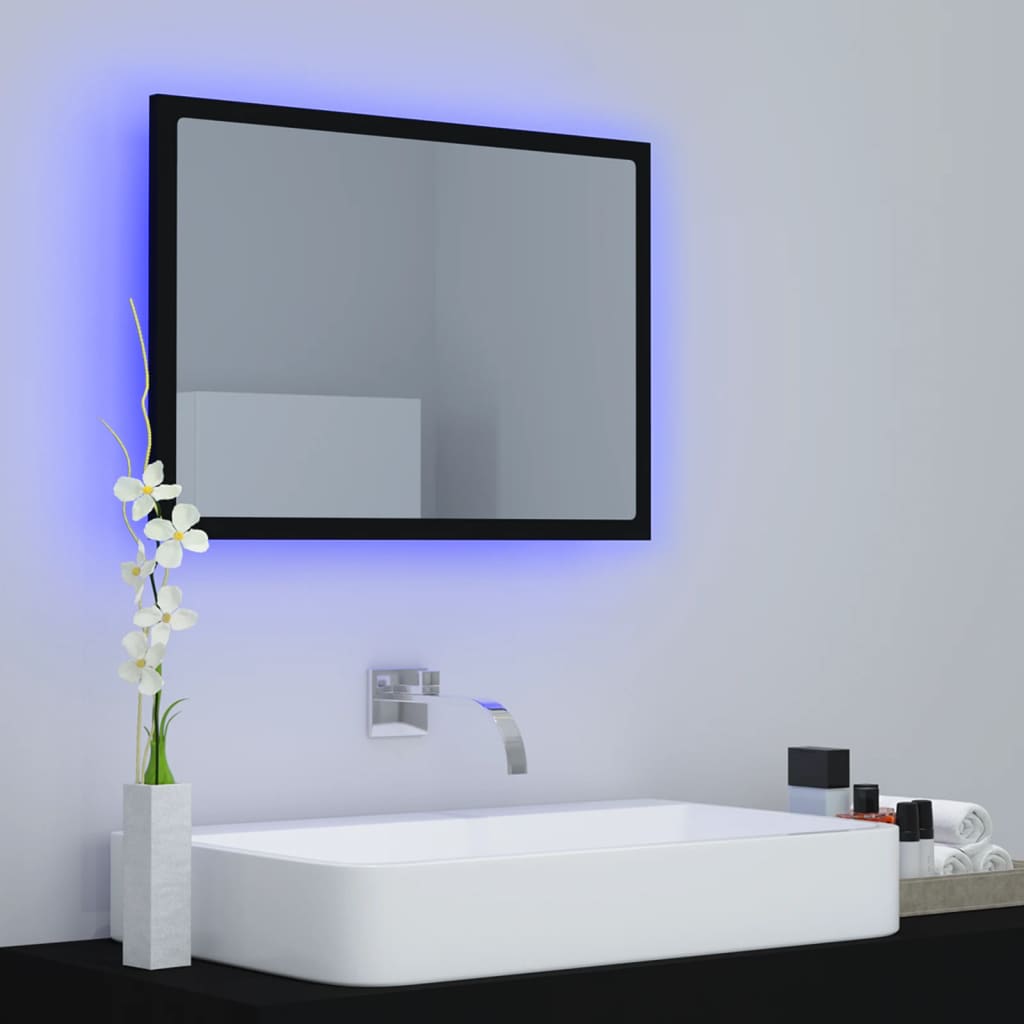 Specchio da Bagno a LED Nero 60x8,5x37 cm in Acrilico | homemem39