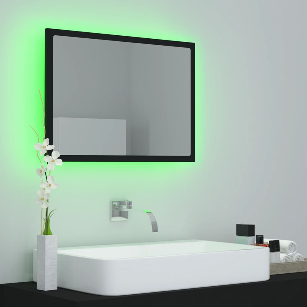 Specchio da Bagno a LED Nero 60x8,5x37 cm in Acrilico | homemem39