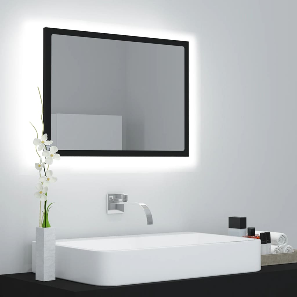 Specchio da Bagno a LED Nero 60x8,5x37 cm in Acrilico | homemem39