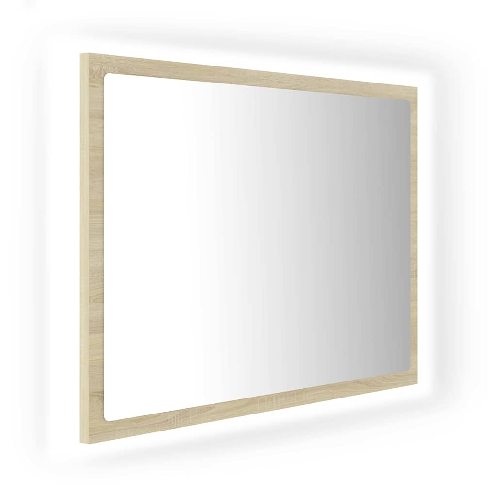 Specchio da Bagno LED Rovere Sonoma 60x8,5x37 cm in Acrilico