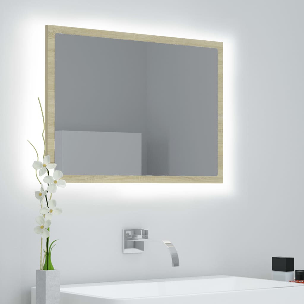 Specchio da Bagno LED Rovere Sonoma 60x8,5x37 cm in Acrilico | homemem39