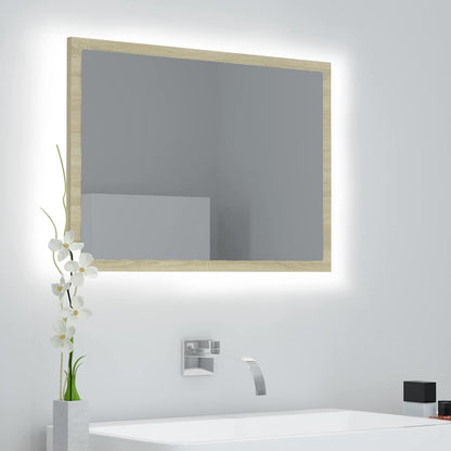 Specchio da Bagno LED Rovere Sonoma 60x8,5x37 cm in Acrilico