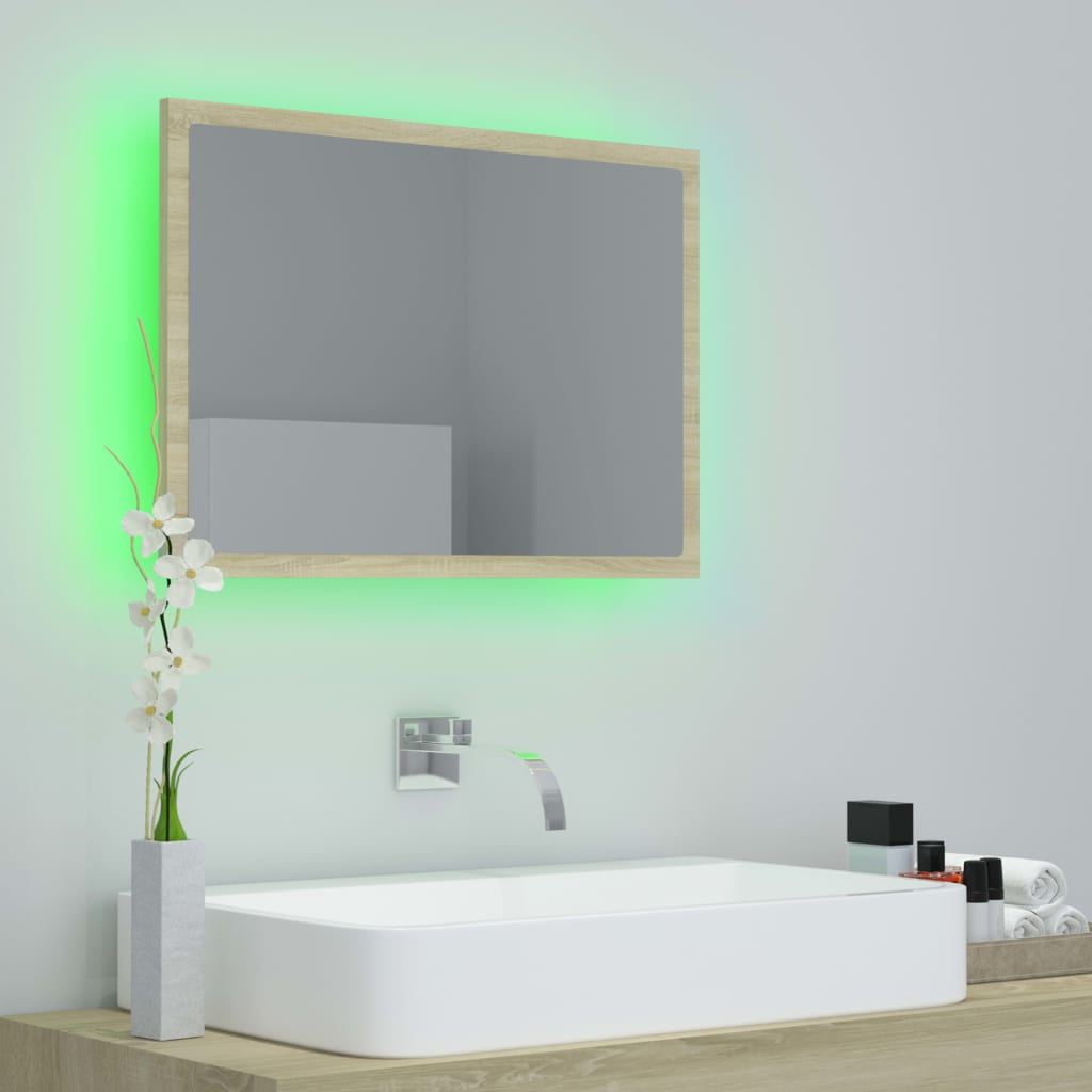 Specchio da Bagno LED Rovere Sonoma 60x8,5x37 cm in Acrilico | homemem39