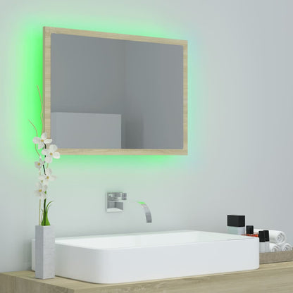 Specchio da Bagno LED Rovere Sonoma 60x8,5x37 cm in Acrilico