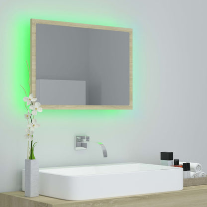 Specchio da Bagno LED Rovere Sonoma 60x8,5x37 cm in Acrilico