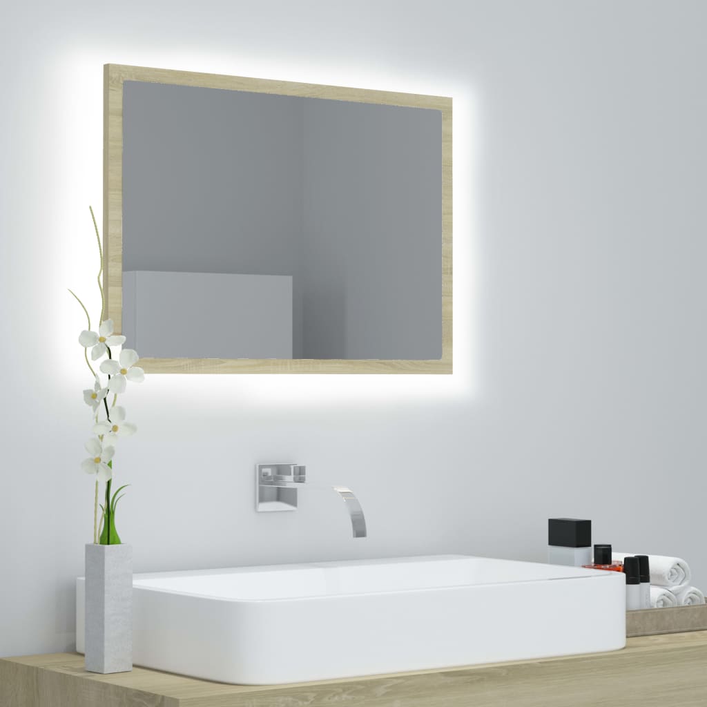 Specchio da Bagno LED Rovere Sonoma 60x8,5x37 cm in Acrilico | homemem39