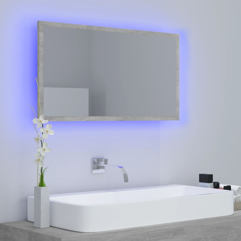 Specchio da Bagno a LED Grigio 80x8,5x37 cm in Acrilico | homemem39