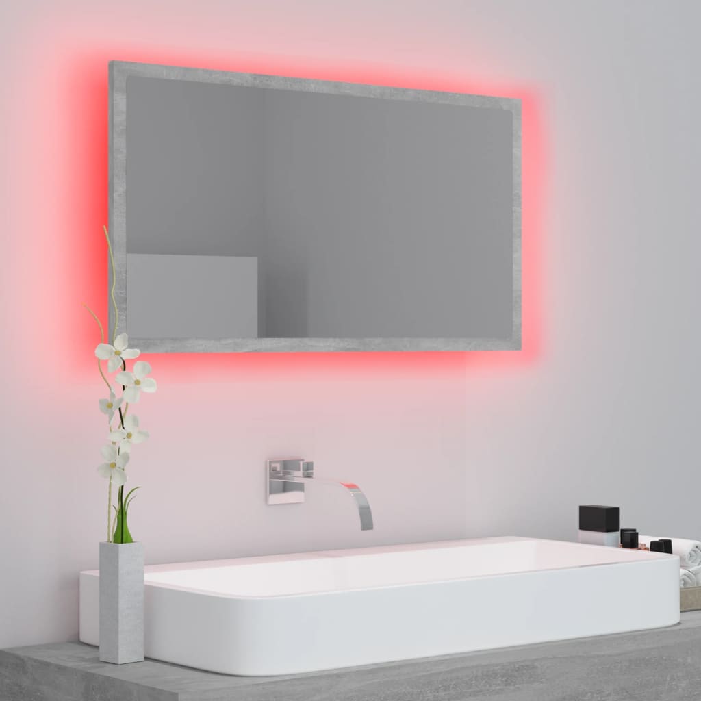 Specchio da Bagno a LED Grigio 80x8,5x37 cm in Acrilico | homemem39