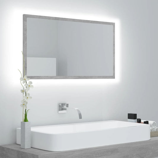 Specchio da Bagno a LED Grigio 80x8,5x37 cm in Acrilico | homemem39