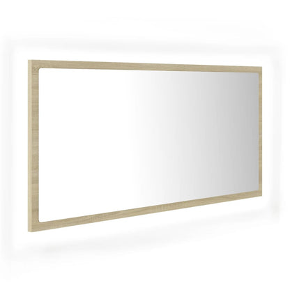 Specchio da Bagno LED Rovere Sonoma 90x8,5x37 cm in Acrilico - homemem39