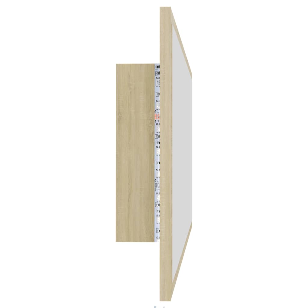 Specchio da Bagno LED Rovere Sonoma 90x8,5x37 cm in Acrilico
