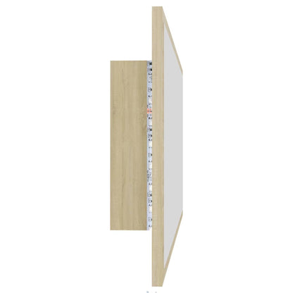 Specchio da Bagno LED Rovere Sonoma 90x8,5x37 cm in Acrilico