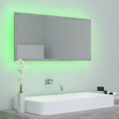 Specchio da Bagno a LED Grigio 90x8,5x37 cm in Acrilico