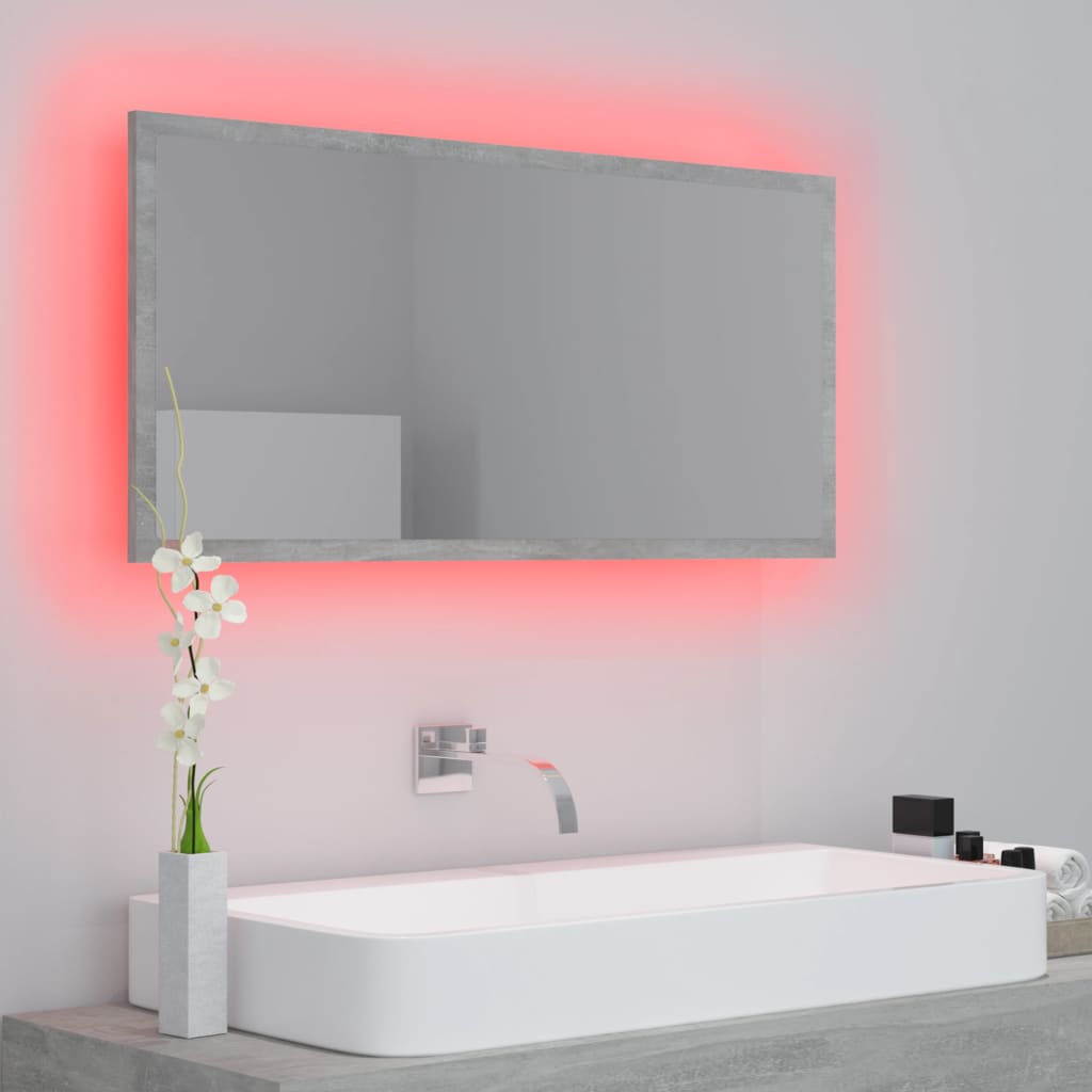 Specchio da Bagno a LED Grigio 90x8,5x37 cm in Acrilico | homemem39
