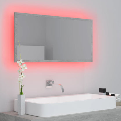 Specchio da Bagno a LED Grigio 90x8,5x37 cm in Acrilico | homemem39