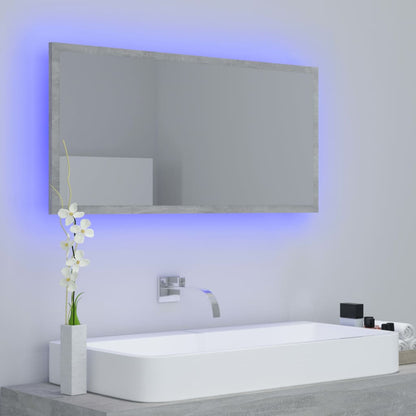 Specchio da Bagno a LED Grigio 90x8,5x37 cm in Acrilico