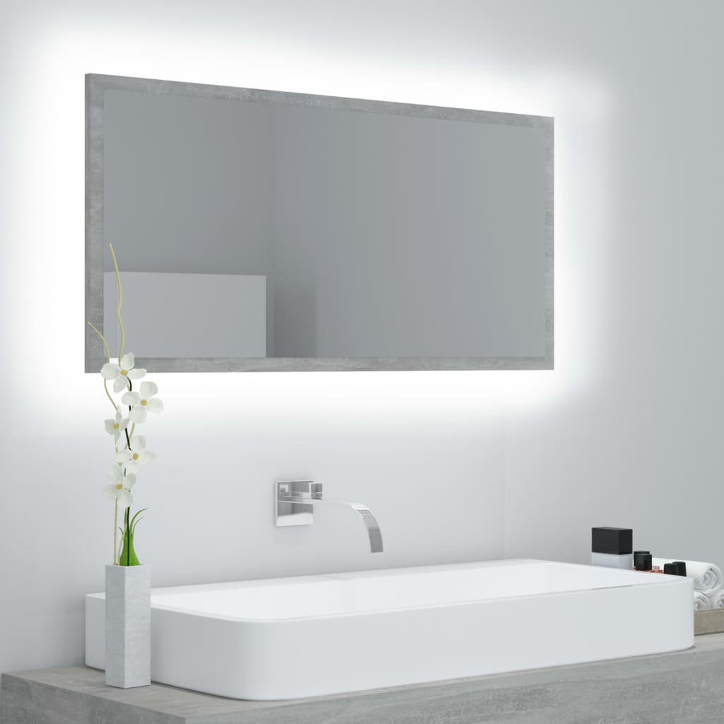 Specchio da Bagno a LED Grigio 90x8,5x37 cm in Acrilico | homemem39
