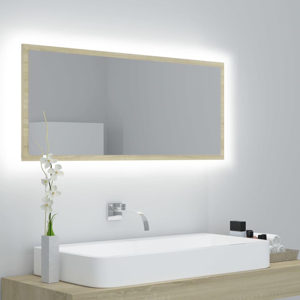Specchio da Bagno LED Rovere Sonoma 100x8,5x37 cm in Acrilico | homemem39