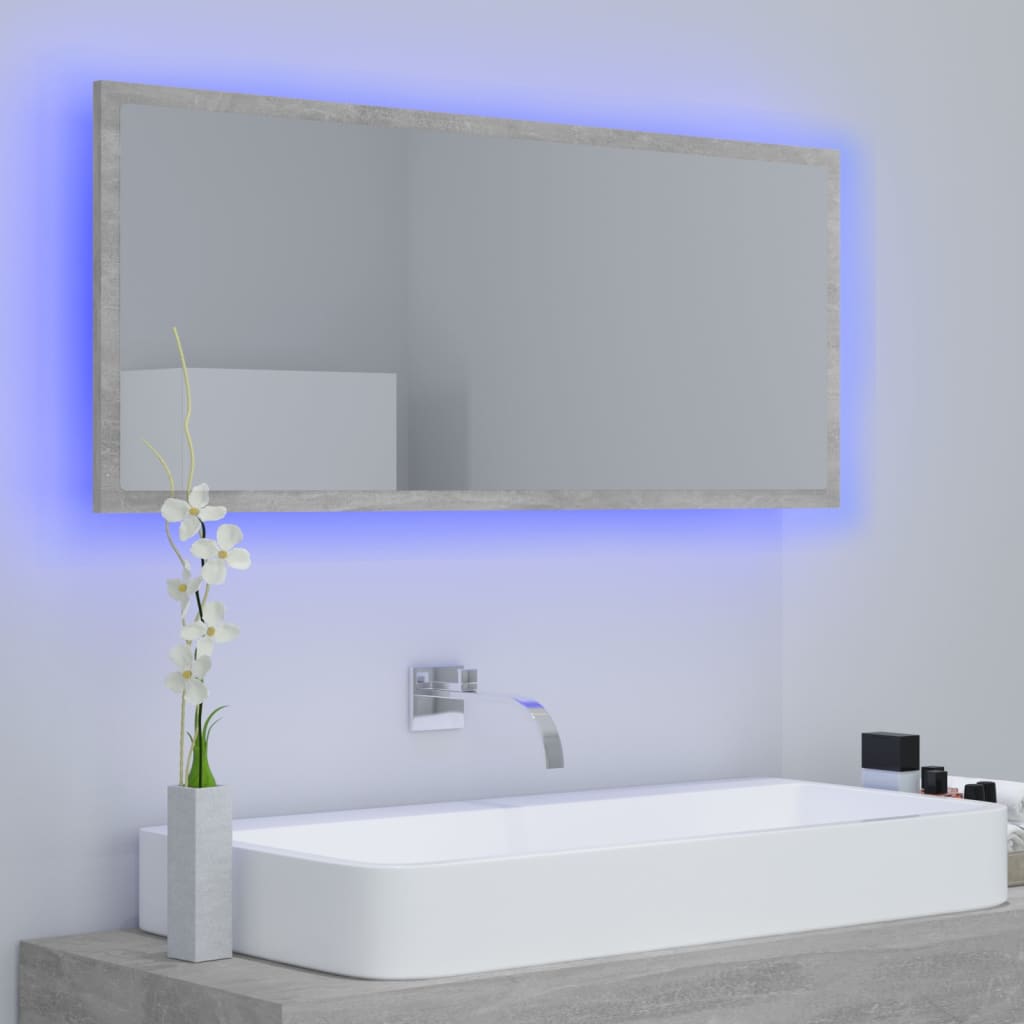 Specchio da Bagno a LED Grigio 100x8,5x37 cm in Acrilico | homemem39