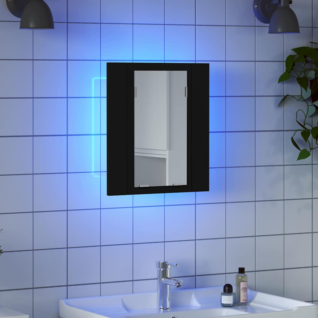 Armadietto a Specchio con Luci LED Nero 40x12x45 cm in Acrilico