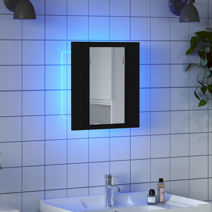 Armadietto a Specchio con Luci LED Nero 40x12x45 cm in Acrilico