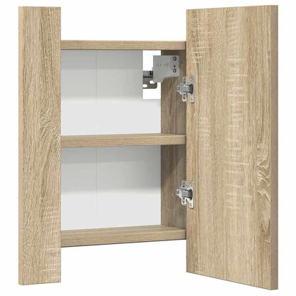 Armadietto a Specchio con Luci LED Rovere Sonoma in Acrilico